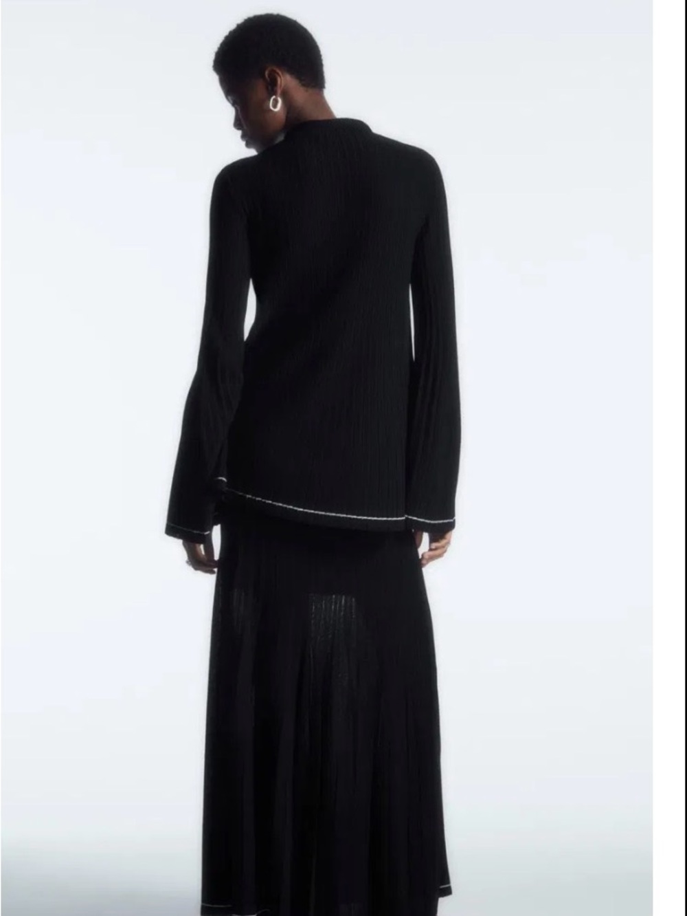 COS Black Pleated Knitted Skirt